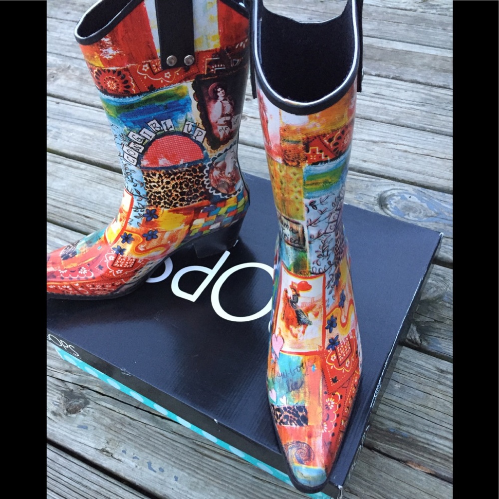 Rain Boots with Heel - Sz 9